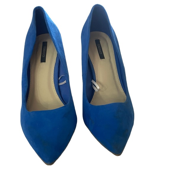 Royal Blue Suede Heels Size 7.5 Pumps Forever21 - Picture 1 of 4